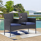 Algherohein Wood Outdoor Couch Seating 2-seat Set,20.5in W Patio Sofa with Coffee Table