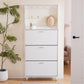 Smuxee Retro 70.9"H Shoe Organizer with 3 Drawers,8 Hooks,Living Room Shoe Cabinet Entryway