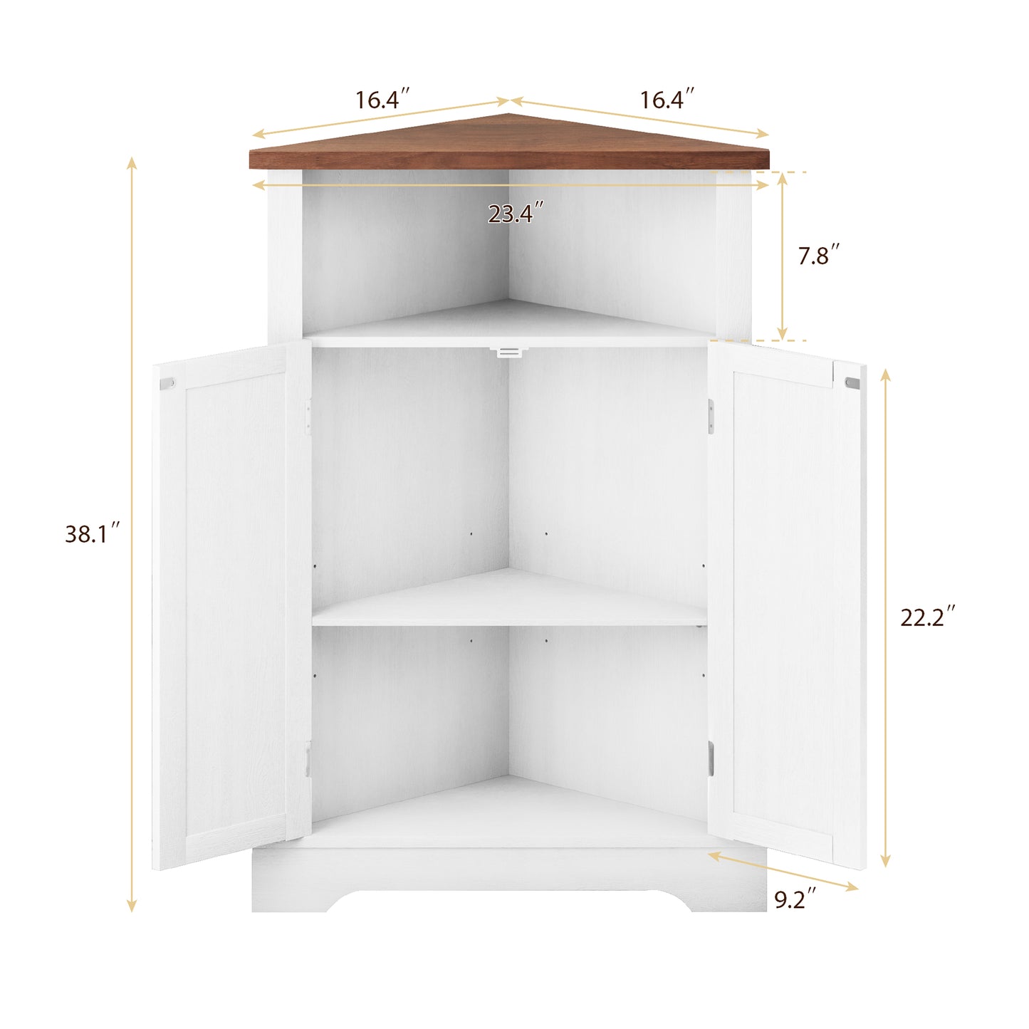 Semiocthome Farmhouse Bathroom Cabinet Corner Storage Cabinet, Barn Doors,Adjustable Shelves