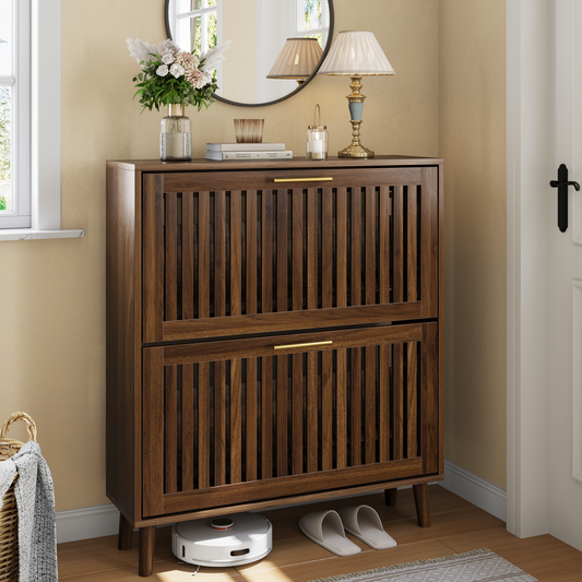 Smart FENDEE Shoe Storage Cabinet, Freestanding, 2 Flip Drawers, Shoe Organizer, 80cm/32"