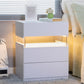 Algherohein 3 Drawer White Nightstand with LED Lights,Side Tables End Tables for Bedroom