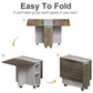 Algherohein Foldable Dinning Table Set for 4,Kitchen Dining Room Table with Storage and 6 Wheels,Brown