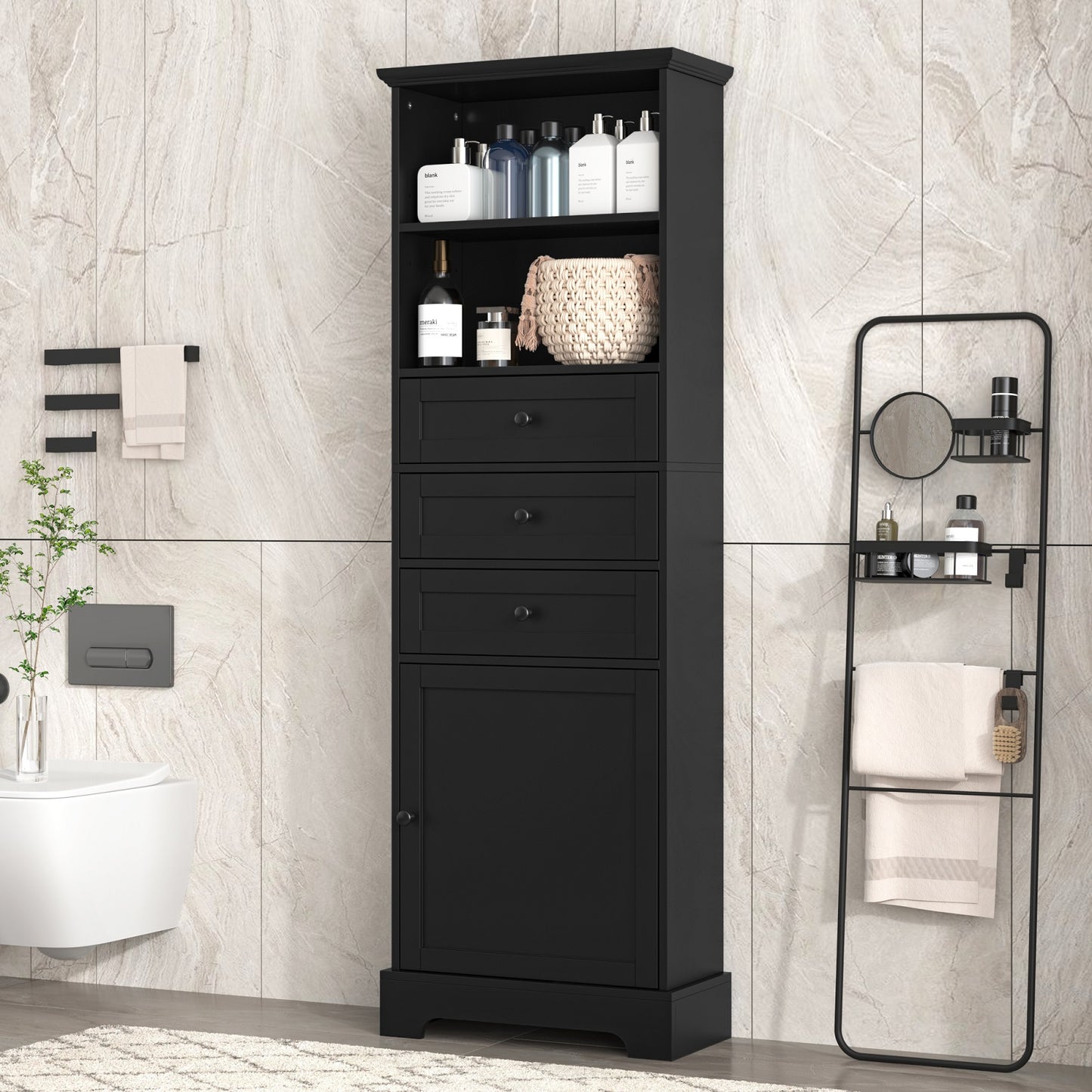Smuxee Bathroom Cabinet Organizer with Doors and Shelves,Bathroom Storage Drawers