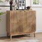 Algherohein Sideboard Cabinet with 4 Door & Adjustable Shelves, Kitchen Storage Organizer, Home Decor TV Stand for Living Room, Oak