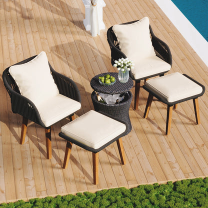 Algherohein Rattan 2-Seat Patio Furniture Set with Rocking Chairs,3 Piece Outdoor Patio Set