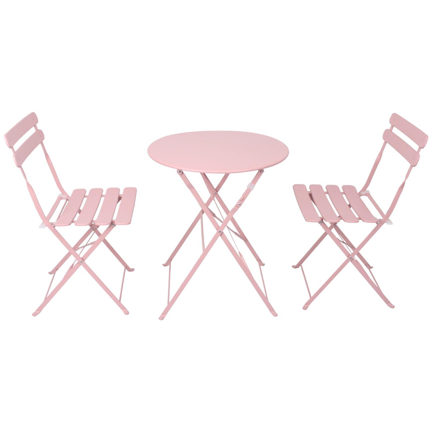 Algherohein Patio Metal Foldable 2-Seat Chairs and Table Set,Outdoor Garden Furniture Sets,Black