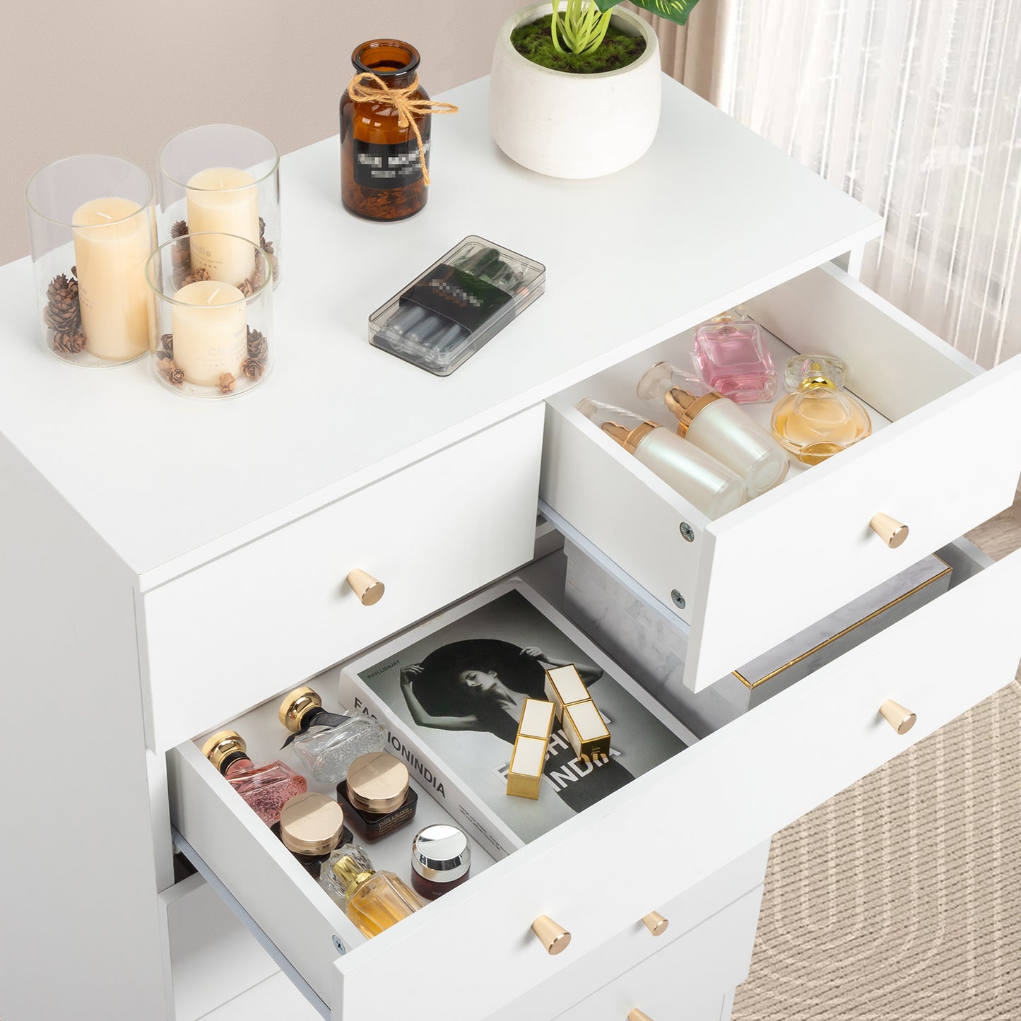 Algherohein Wood Small Dressers with Drawer for Bedroom,Modern Drawers Storage Cabinet