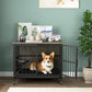 Smart FENDEE Modern Pet Kennel Dog Crate with Adjustable Feeding Bowls