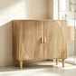 Smuxee Modern Wooden Bathroom Storage Cabinet with Carved Doors & Shelves, Freestanding Bathroom Storage Organizer,Walnut