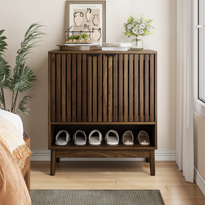 Semiocthome Shoe Cabinet with Slatted Doors
