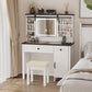 Algherohein Farmhouse Makeup Vanity Set with Mirror and Charging Station,White Vanity Desk