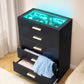 Semiocthome 5 Drawer Dresser with Glass Top and RGB Light Storage Cabinet for Jewelry Display