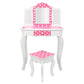 Smuxee Wood Kids Small White Vanity Set for Girls with 3-Fold Mirror,Child Makeup Table