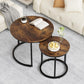Algherohein Round Nesting Coffee Table Modern Marble Top Set of 2 for Living Room White