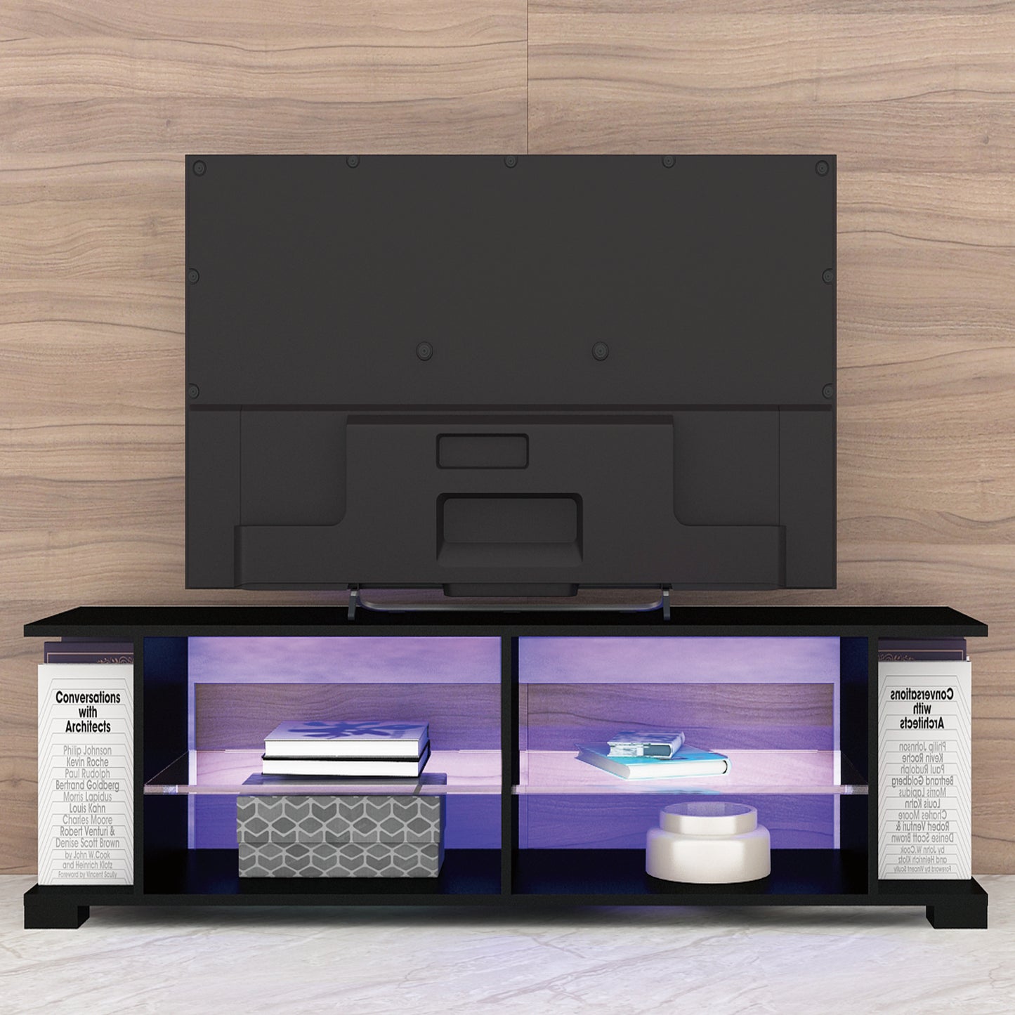 Algherohein TV Stand Entertainment Center with LED for 32-60 inch TV,57in L Screen TV Console Table