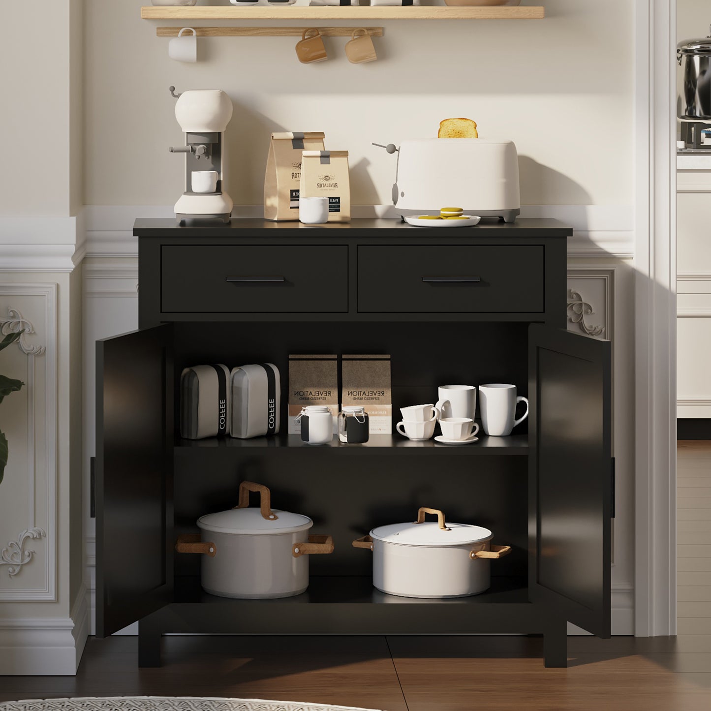 Algherohein Kitchen Sideboards and Buffet Cabinet with Storage,Storage Cabinets with 2 Drawer