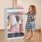 Smuxee Wood Kids Closet Clothes Organizer with Mirror,Kids Toys Organizer Bookshelf for Girl