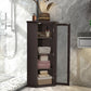 Smuxee Bathroom Corner Cabinet with 3 Shelf,Toilet Small Storage Cabinet with Glass Doors