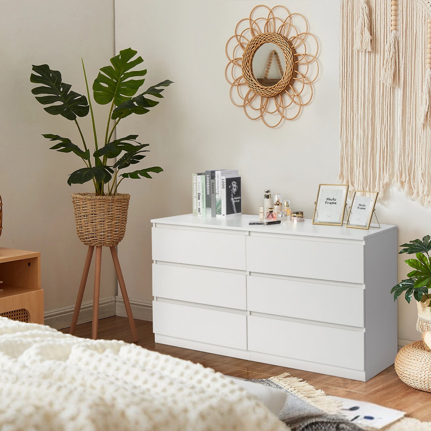 Algherohein Wood  Drawer Dresser for Bedroom,Tall Dressers Chest of Drawers,Adult