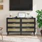 Semiocthome Modern Dressers with 6 Rattan Drawers Chest of Drawers for Bedroom
