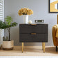 Algherohein Modern Nightstand for Bedroom,Bedside Table with 2 Fluted Drawer