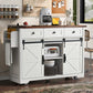 Algherohein Kitchen Island Cart with 2 Sliding Door and 3 Drawer,Storage Microwave Cart