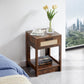 Smuxee Classic Wood Rattan Nightstand with 1 Drawer and Shelf,Side Tables for Living Room