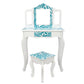 Smuxee Wood Kids Small White Vanity Set for Girls with 3-Fold Mirror,Child Makeup Table