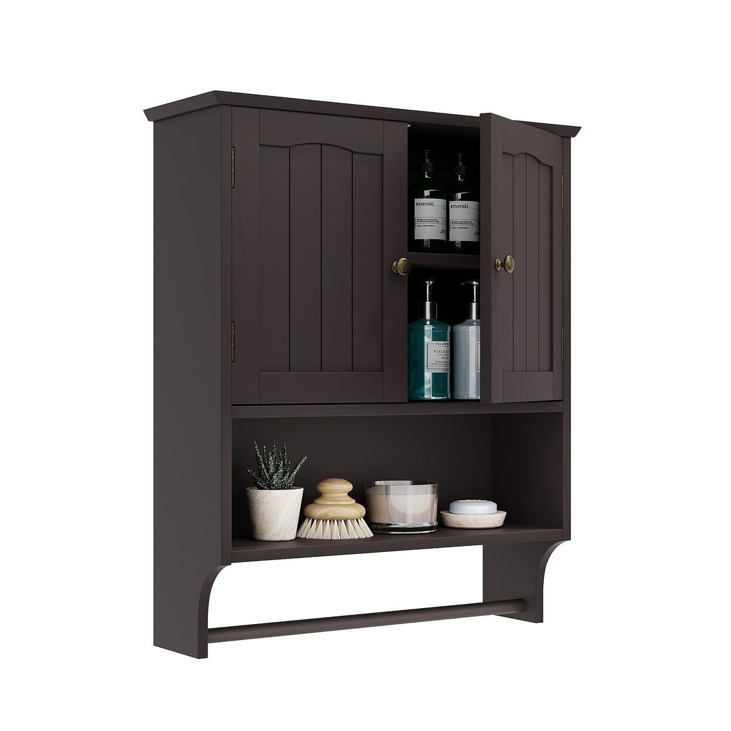 Smuxee Bathroom Wall Storage Cabinets with Door and Open Shelves,over The Toilet Storage,White Small