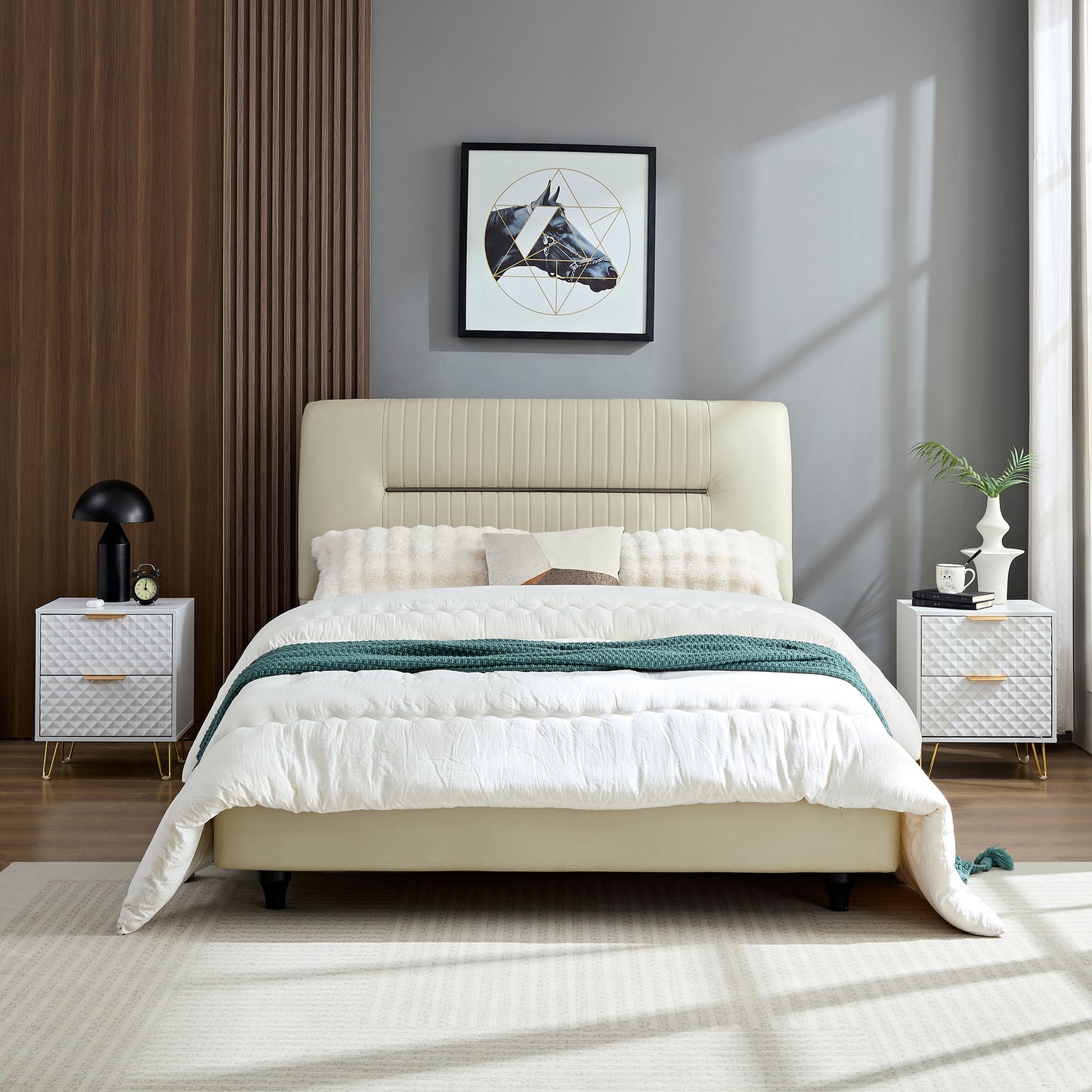 Semiocthome Nightstand with 2 Drawers and Metal Legs Bedside Table for Bedroom