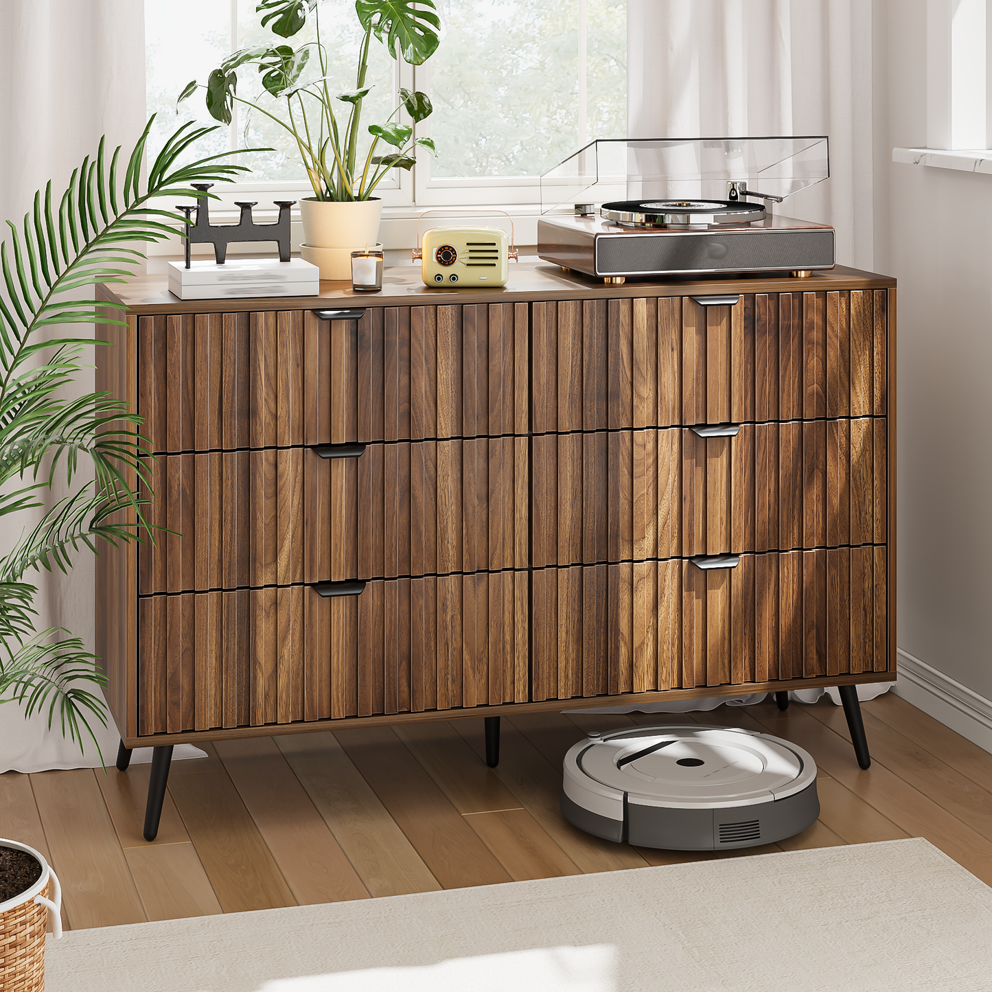 Algherohein Wood Dressers for Bedroom 3 Drawer,Chest of Drawers Walnut,Aldult