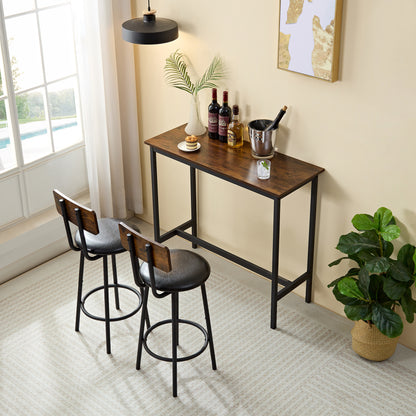 Smart FENDEE 3-Piece Bar Table Bistro Pub Dining Table and PU Upholstered Stools for Kitchen,Brown