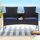 Algherohein Wood Outdoor Couch Seating 2-seat Set,20.5in W Patio Sofa with Coffee Table