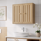 Semiocthome Bathroom Cabinet Wall Mount Medicine Cabinet Storage Organizer with Fluted Door, Oak