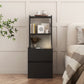 Algherohein Tall Nightstand with Charging Station and Night Light,End Tables with 2 Drawers