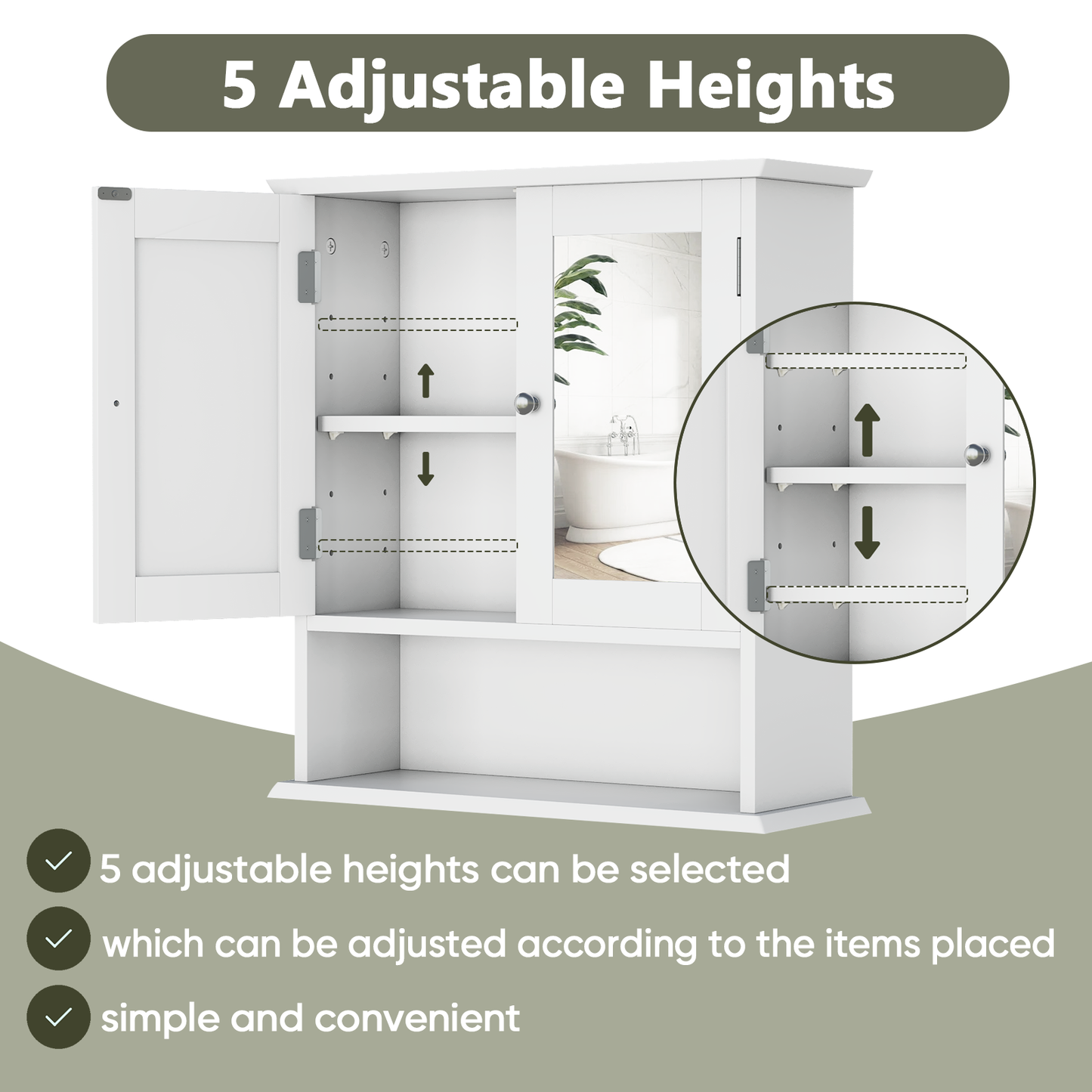 Smuxee Bathroom Cabinet over The Toilet Storage,Medicine Cabinet with Mirror Door