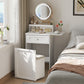 Semiocthome Makeup Vanity with 360° Rotated Mirror Lights, Storage Stool with Wheels