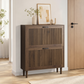 Algherohein Slim Hidden Shoe Cabinet with Fluted Doors, Flip Down Shoe Storage Cabinet Organizer, Freestanding Wood Entryway Shoe Rack