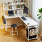 Algherohein Computer Desk Gaming Desk,L Shape Black Storage Office Table