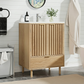 Semiocthome 24" Bathroom Vanity with Ceramic Sink, Storage Cabinet with Drawers and 2 Fluted Doors, Natural