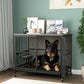 Smart FENDEE Modern Pet Kennel Dog Crate with Adjustable Feeding Bowls
