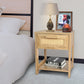 Smuxee Classic Wood Rattan Nightstand with 1 Drawer and Shelf,Side Tables for Living Room