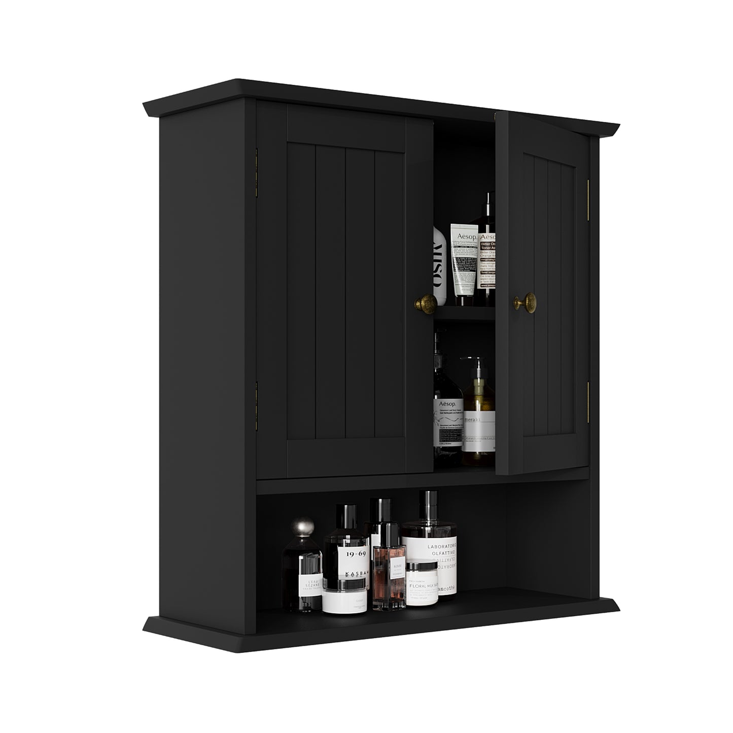 Smuxee Bathroom Wall Storage Cabinets with Door and Open Shelves,over The Toilet Storage,White Small