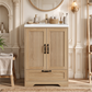 Smuxee 24 Inch Freestanding Bathroom Vanity with Sink, Fluted Cabinet Doors & Storage Drawer, Wood Grain Bathroom Sink Cabinet, Walnut