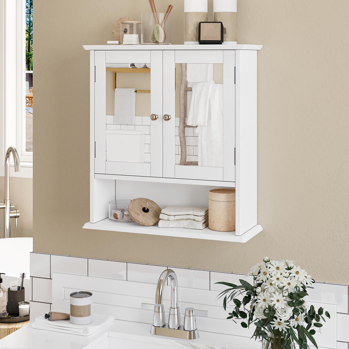 Smuxee Bathroom Cabinet over The Toilet Storage,Medicine Cabinet with Mirror Door