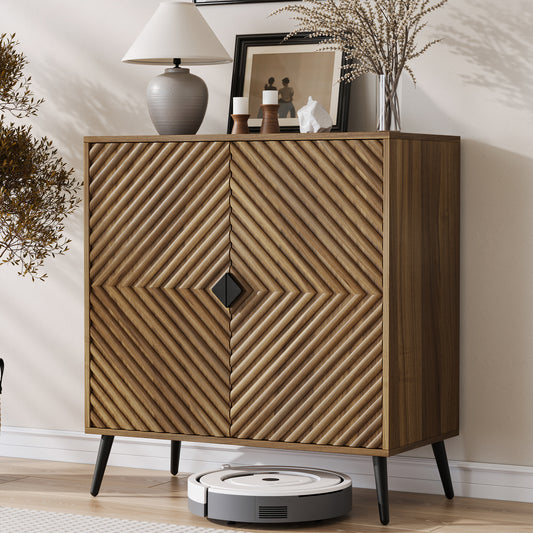 Algherohein Sideboard Cabinet with Two Doors Adjustable Shelves,Freestanding TV Stand,Coffee Bar for Kitchen, Living Room, Walnut