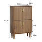 Semiocthome 23.6" Shoe Cabinet with 2 Flip Drawers and Line Groove Design, Entryway, Walnut