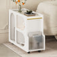Algherohein Extendable End Table with Wheels,Modern Storage Side Table