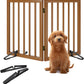 Smart FENDEE Bamboo Dog Gates for Doorways Freestanding Pet Gate, 2 Support Feet, 24"H, Walnut