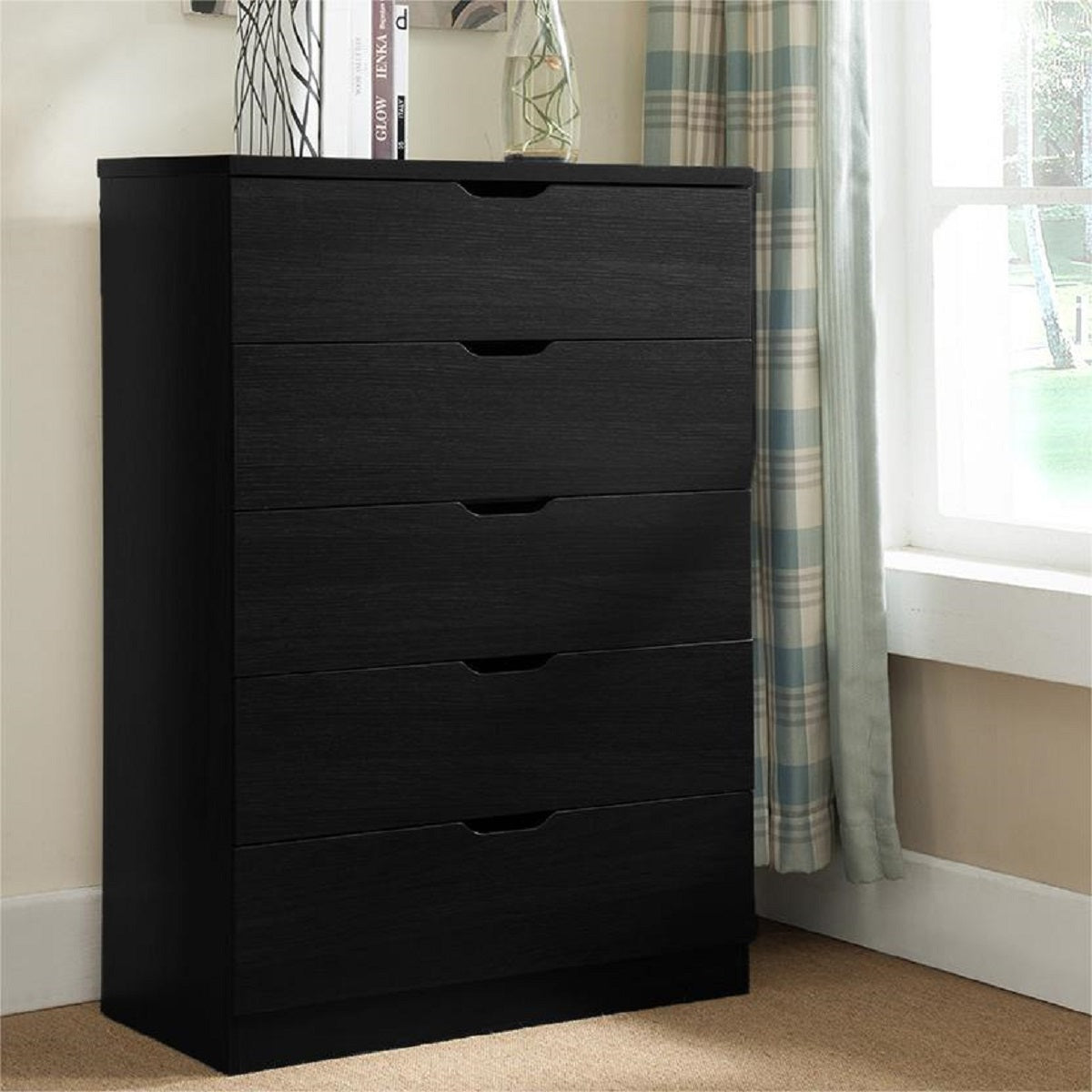 Smuxee Modern 5 Drawer Dressers for Bedroom, Wood Storage Chest of Drawers